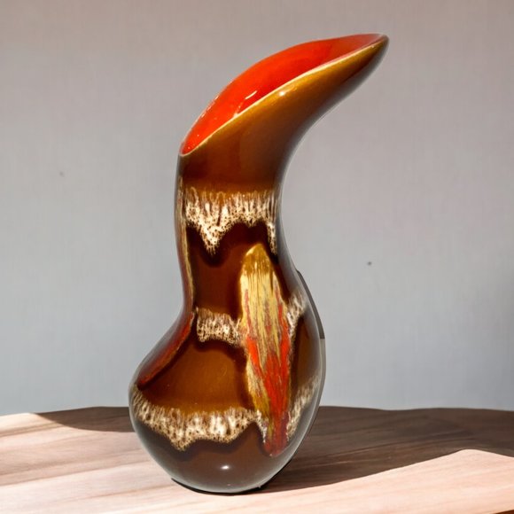 RARE Vintage MCM Drip Glaze Ceramic Biomorphic Pottery Vase Maurice Chalvignac - Picture 1 of 5